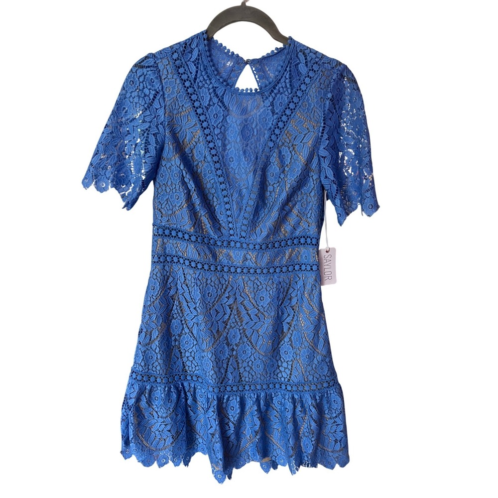 SAYLOR Darian Dress Blue NWT Size Small Lace Mini Cut Out Party Cocktail - Picture 4 of 7